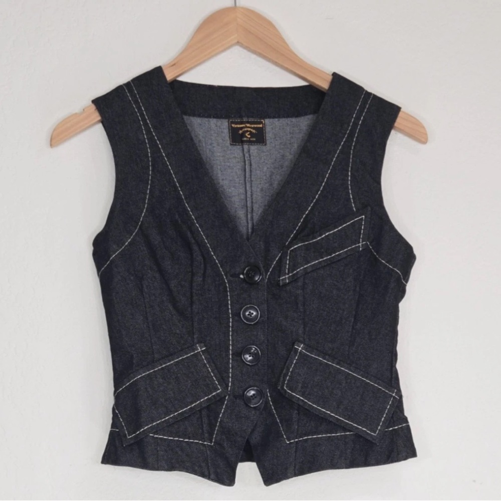 Vivienne Westwood Anglomania Denim Vest Y2K Size 8 US/ IT 42 Womens